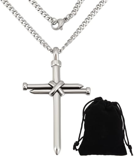 Beebeecraft 1 Box Kreuz Halskette Für Damen 304 Halsketten Mit Kreuz Anhänger Aus Edelstahl Mit Panzerketten Und Samtbeuteln als Geschenk Zum Geburtstag Zu Weihnachten Oder Zum Erntedankfest.