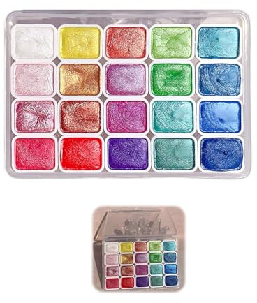 Lilbitty Aquarellfarben Set - 20 Farben Schimmernder Wasserfarben, Hochwertige Materialien, Tragbar Für Unterwegs, Perfekt Für Künstler Aller Niveaus