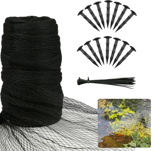 Teichnetz für Blätter, schützt Koi-Fische vor Vögeln, Katzen, Raubtieren, strapazierfähige Netz-Schutzhülle für Pool, Bauernhof, Obstgarten, Gemüsegarten (8,6 x 9 m)