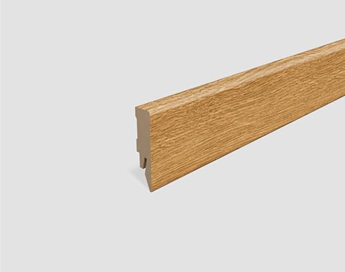 EGGER Sockelleiste Eiche braun L727 | neues kubisches Profil | passend zu Fußboden Elva Eiche honig