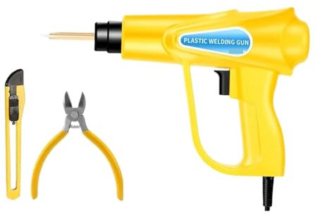 Kunststoffschweißer Schweißmaschine, Heißluftpistole, 70 W, Kunststoff-Schweißgerät, Stoßstangen-Lötkolben, Heftklammern, Stoßstangen-Reparatur, Auto-Werkzeugsatz(Yellow Kit 3)