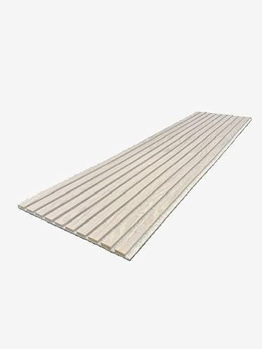 Premium Wide Slat Acoustic Wall Panelling 2400mm x 600mm Decorative 3D (Light Grey Oak (Grey Felt))