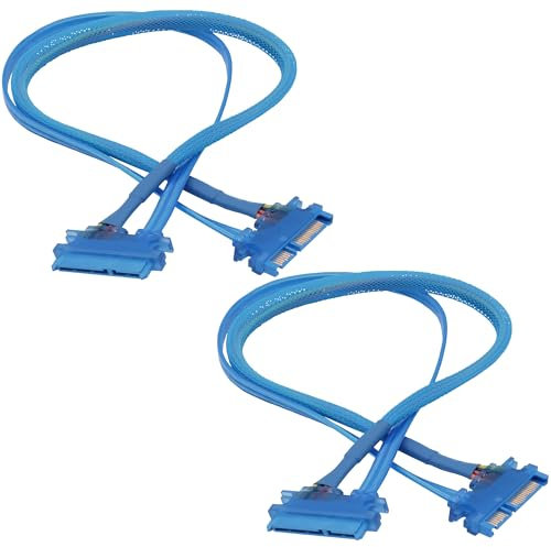 YARCHONN 22Pin SATA câble d'extension d'alimentation SATA 3.0 22 épingles 7 + 15 épingles mâle à femelle câble d'extension de combo d'alimentation de données pour SSD, HDD, cartes PCI -50cm -2pcs