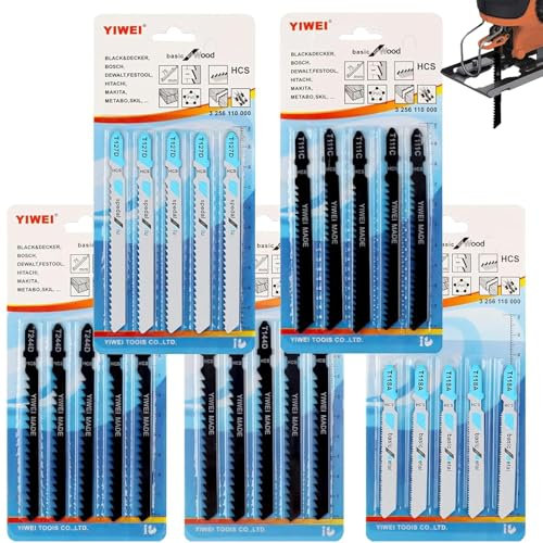 Jigsaw Blades, 25 Pcs Jigsaw Blades Wood, Professional Jig Saw Blade Set, Reciprocating Saw Blades Metal Compatible with All Jigsaw, Designed For Straight And Fast Cuts In Wood