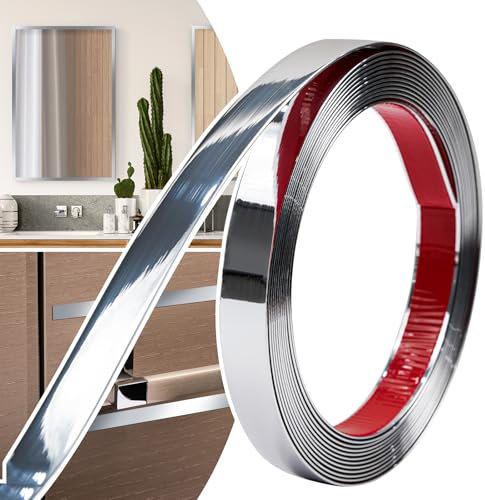 JSIWOTH 6M Peel and Stick Trim, Silver Waterproof Molding Trim for Walls Edges, Borders, Window Frames, Backsplash Tiles, Flexible and Self Adhesive Trim