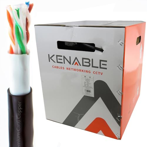 kenable Direct Burial External CAT6 Outdoor COPPER Ethernet Network Cable Reel Gel Filled 305m [305 metre] Double Jacket (PE + PVC) Waterproof/UV Resistant