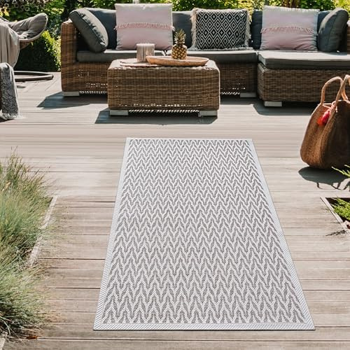 Teppich-Traum In- & Outdoor Teppich Sisal-Optik Beige Creme 80x150 cm | Pflegeleicht, wetterfest, robust, formstabil und schmutzabweisend, für Balkon, Terrasse, Garten & Wohnbereich