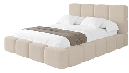 ALTDECOR Polsterbett mit Bettkasten und Lattenrost, Bett mit Matratze H3/H4, Kopfteil, Boxbett, Doppelbett mit Stauraum - NATA 120x200 Dunkelbeige