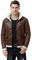 AOWOFS Herren Lederjacke mit Fell Kunstlederjacke mit Pelzkragen Braun M