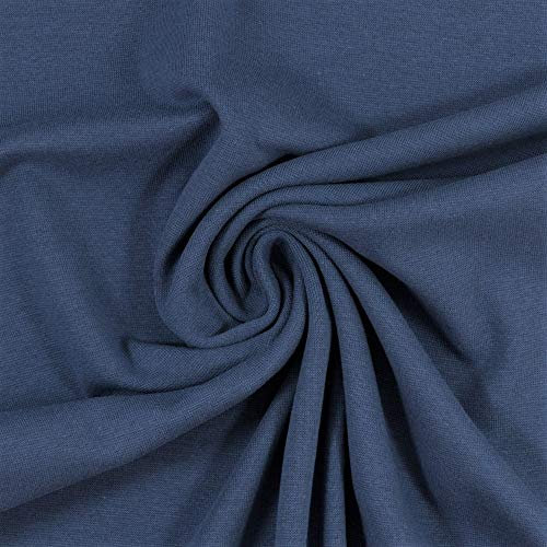 Jersey Vanessa von Swafing- Meterware- 0,5 m - Uni - Öko-Tex Standard 100 - Baumwolljersey passend zum Bündchen (Jeansblau 744)