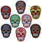 Pack of 8 Colorful Mixed Skull Clothes Patch Set Skull Badges Set Mexican Sugar Skull Embroidered Iron on Patches for Jeans, Bags, Vest,Jackets, Arts and Crafts