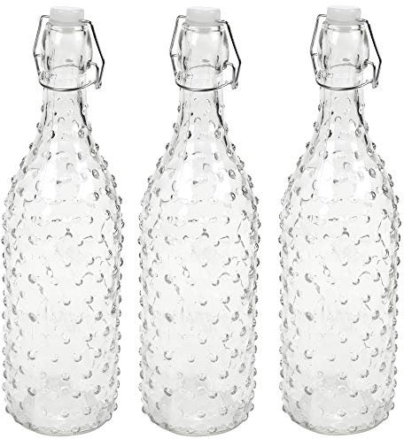 1 3 6X 1L Glass Reusable Swing Lid Water Oil Vinegar Bottle (Dotted, 3)