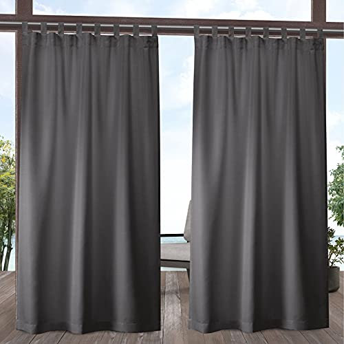 Exclusive Home Cabana Solid Vorhang für Innen- und Außenbereich, mit Klettverschluss, 137,2 x 243,8 cm, Anthrazit