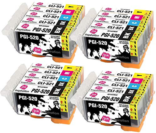 Ink Inspiration® Ersatz für Canon PGI-520 CLI-521 Druckerpatronen 20er-Pack, kompatibel mit Canon Pixma MP560 MP640 MP630 MP620 iP4600 iP4700 iP3600 MP540 MP990 MP980 MP550 MX870 MX860