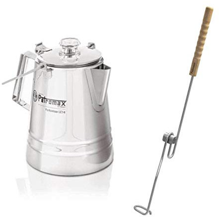 Petromax Perkolator Perkomax le14 Starterset | 2,1 Liter - Edelstahl Kocher | inkl. Ausgießhilfe