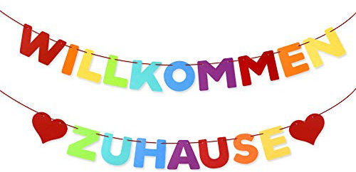 Willkommen Zuhause Girlande Banner Deko Welcome Home Baby Girlande Banner auf Deutsch für Familie Partei Dekoration Welcome Home Banner