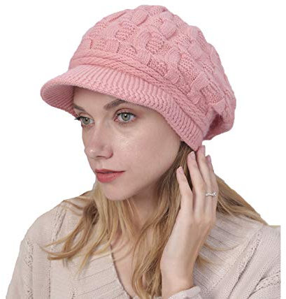YAMEE Damen Winter Strickmütze Warm Baskenmütze Gerippte Kappe Wollmütze Hüte