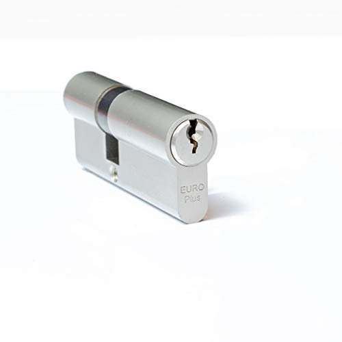 FELGNER Doppel-Zylinder Euro Plus Schließzylinder Profilzylinder Türschloss Sicherheitsschloss für Türen Haustür Wohnungstür - inkl. 3 Bart-Schlüssel | 35-35mm Nickel Matt