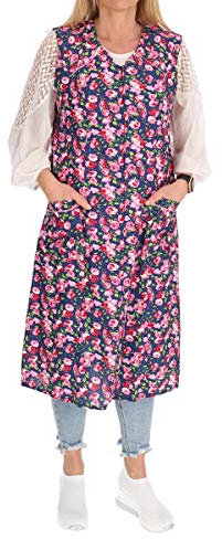 Reißverschluss Kittel RV Hauskleid Baumwolle Schürze Kochschürze, Farbe:rot, Größe:36