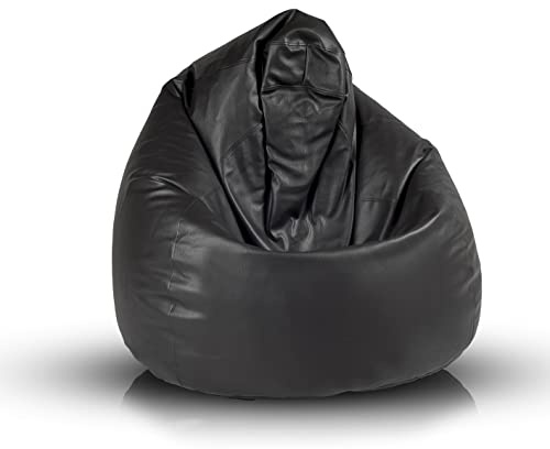 Ecopuf Fuzzy – Sitzsack aus weichem Kunstleder – für den Innenbereich – reißfest, schmutzabweisend – Polystyrol-Füllung – Sessel mit doppeltem Reißverschluss