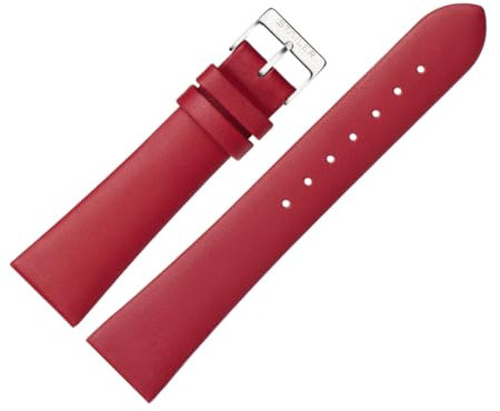 Stailer | Uhrenarmband aus echtem Leder | Lederarmband mit Edelstahl Metall Schließe |18mm (M)|18 mm (M)| rot | Für Damen