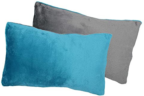 Moon Kissenbezug 2er Pack Cashmere Touch, 30x50 cm, Winter Wendekissenhülle Plüsch (anthrazit/Petrol)