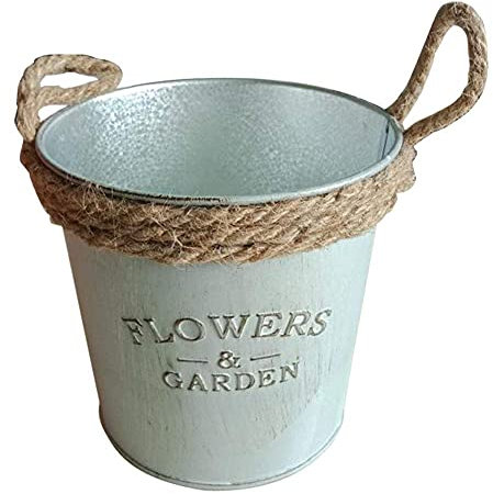 NICETOW Pequenos Vasos de Flores com Flores artificiais, Lata de Metal Lata de Flores Vaso para Plantas Regador com alça Decoração de suspensão de jardim doméstico para escritório no pátio