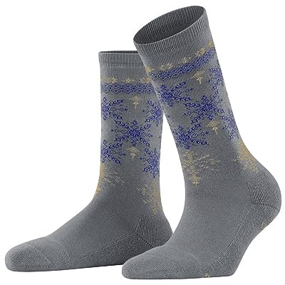 FALKE Damen Hausschuh-Socken Joy Pad W HP Baumwolle Wolle gemustert 1 Paar, Grau (Grey 3208), 35-38