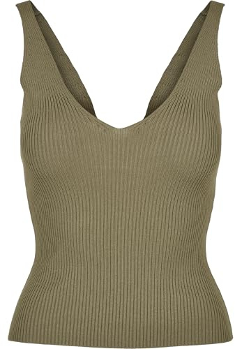 Urban Classics Damen Ladies Rib Knit Top Khaki, 5XL