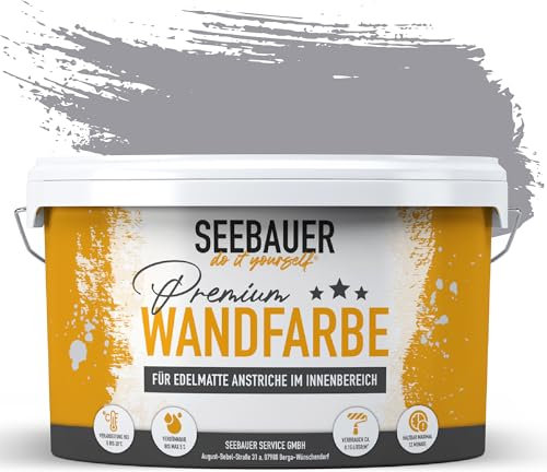 SEEBAUER diy Wandfarbe Grau 2,5L für Innen (No. 227 Fossil Sense) Edelmatte graue Innenfarbe - Grautöne sehr hohe Deckkraft - Matt, Abwaschbar und Tropffrei