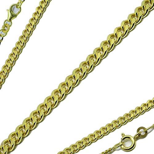 G & J Goldkette Panzerkette flach massiv 333 8Karat 1,10-2,70mm 34-80cm Echtgold Gelbgold Halskette hochwertiges Gold Collier Made in Germany (50 cm, Breite: 1,4 mm)