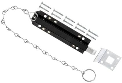 TERF® Heavy Duty Chain Door Bolt 200mm (8 inch) Including Fixing Screw Black Spring Loaded Chain Door Bolt For Garage Cabinet Garden Shed Industrial Door Bolt Latch Catch Door Lock - Pack of 1