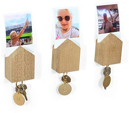 Natuhr magnetischer Schlüsselhalter Little Lodge Bilderahmen Holz Schlüsselbrett (3 Stück | Eiche unbehandelt)