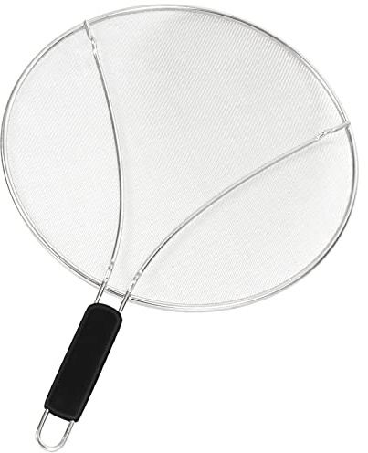 Large Splatter Screen for Frying Pan, 15 Inch Stainless Steel Grease Splatter Guard for Cooking, Fine Mesh Frying Screen Keeps Kitchen Clean and Protects Skin From Burns