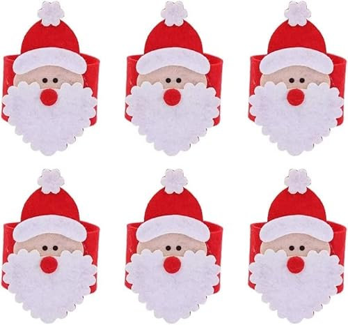 Norhogo 8 Stücke Weihnachten Serviette Ring Serviettenhalter Filz Stoffservietten Ringe für Hochzeit Bankett Party Abendessen Tischdeko Weihnachtsdeko
