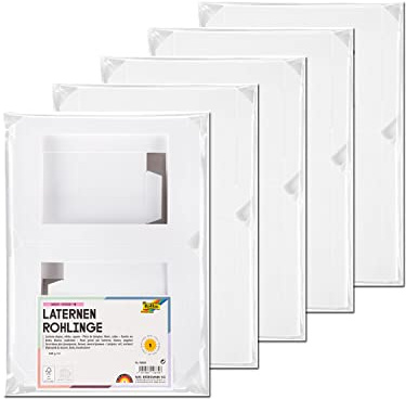 PARTY DISCOUNT NEU Laternen Rohlinge zum Stecken, 400g/m², Eckig: 13,5x13,5x18cm, 5 Stück, Weiß