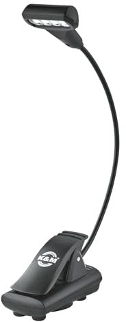 K&M 12274 Notenpultleuchte 4 LED T-Model FlexLight, Schwarz Kunststoff - Schwanenhals, Magnet, warmweißes Licht 2 Stufen