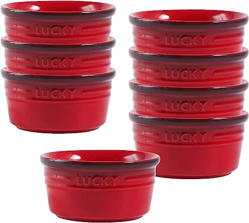 Soup Bowl,Rice Bowl,reakfast Bowl,Ramekins Set, Creme Brulee Ramekins, Souffle Dish Oven Proof Dishes, Souffle Ramekins, Ramekins For Air Fryer-red-Set of 8 (Color : Red, Size : Set of 8)