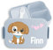 Kinder Bento Box Midi Lunchbox für Mepal Bentobox - Hund süß Hundemotiv Hunde Dog Dogs - 900 ml - Hellblau - brotdose personalisierte hunden jausenbox fächern und name bento-lunchbox