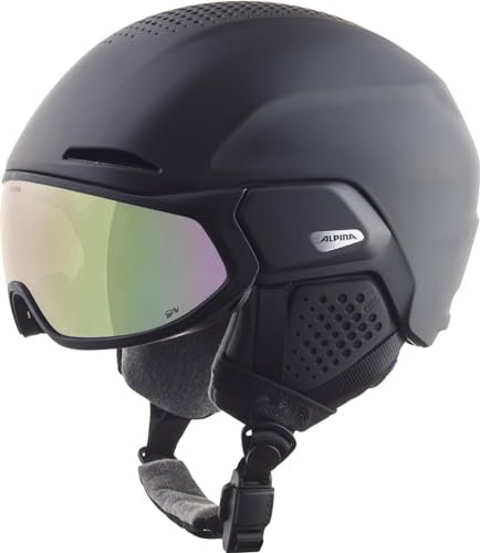 Alpina Alto QuattroVario Visier Skihelm (59-63 cm, 32 black matt (cobalt green))