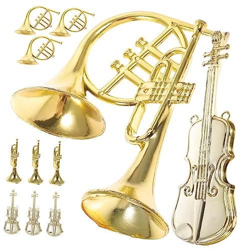 PRETYZOOM Zubehör 12-Teiliges Musikinstrument-Modell Für Den Innenbereich Spielset Puppenhaus-Zubehör Mini-Gitarre Musikinstrument Baumschmuck Weihnachtsdekoration Für Schlafzimmer