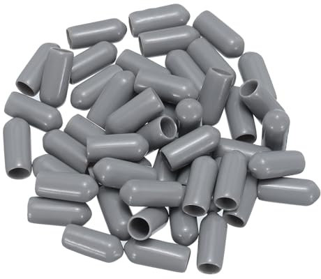 QUARKZMAN 50Stk Gummi-Endkappen 6mm(1/4) ID Vinyl PVC Rundrohr Bolzenkappe Abdeckung Schutzvorrichtungen für Schraubengewinde Grau