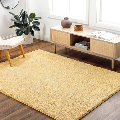 Livabliss Shaggy, moderno berberbero, 120 x 180 cm, morbido fluffy boho per soggiorno e camera da letto, facile da pulire, grande, giallo senape
