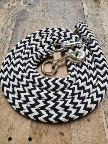Jumbo Führstrick mit Karabiner Gold, schwarz Natur, 2m