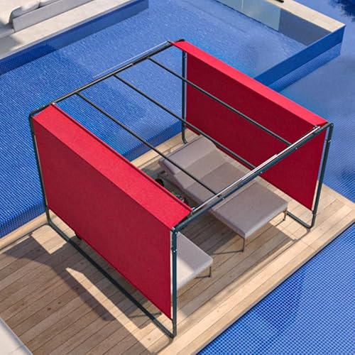 Sunshade grape trellis, Outdoor Aluminum Pergola, adjustable roof, Waterproof and sunscreen, Flat Top Outdoor Pergola for Deck, Patio, Garden, Yard (9.8'x 9.8', red),Red