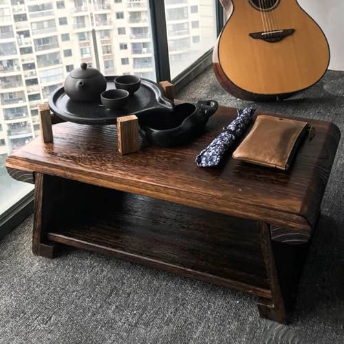 Klappbarer Japanischer Boden-Teetisch – Niedriger Tatami-Tisch Aus Massivholz Zum Sitzen Auf Dem Boden – Platzsparender Und Multifunktionaler Zen-Couchtisch(S:50cm)