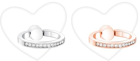 2 Stück Transparenter Funkeln Herz Handy Ring Smartphone Fingerhalterung, 360 ° Drehung Finger Griff Stand Iring für Universal-Handys und Tablets, kompatibel mit Fällen (Rose Gold, Silber)