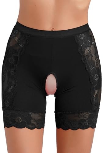 Rswnyirn Sexiga underbyxor för kvinnor, trosor med steg, öppen, korta shorts, boyshorts, ouvert, underkläder med spets, underkläder, nattkläder