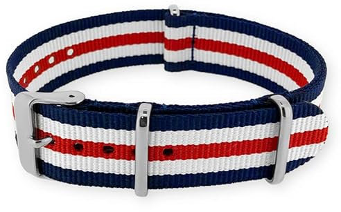 Natos.com - Blau Weiss Rot NATO Uhrenarmband G10 Military Nylon Strap - 22 mm