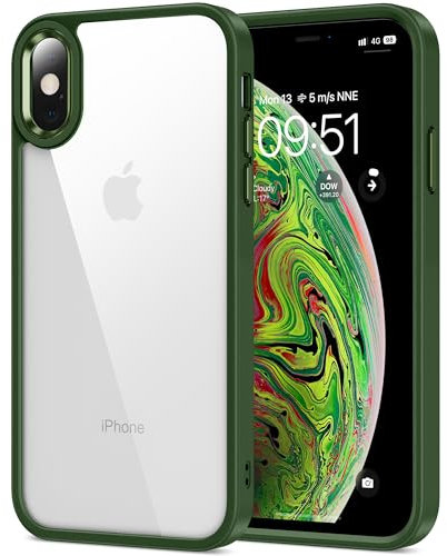 HOOMIL Crystal Clear Hülle für iPhone XS Max, [Anti Gelb] [Militärisch Stoßfest] Handyhülle Durchsichtig Hart Rückseite Schutzhülle - Grün